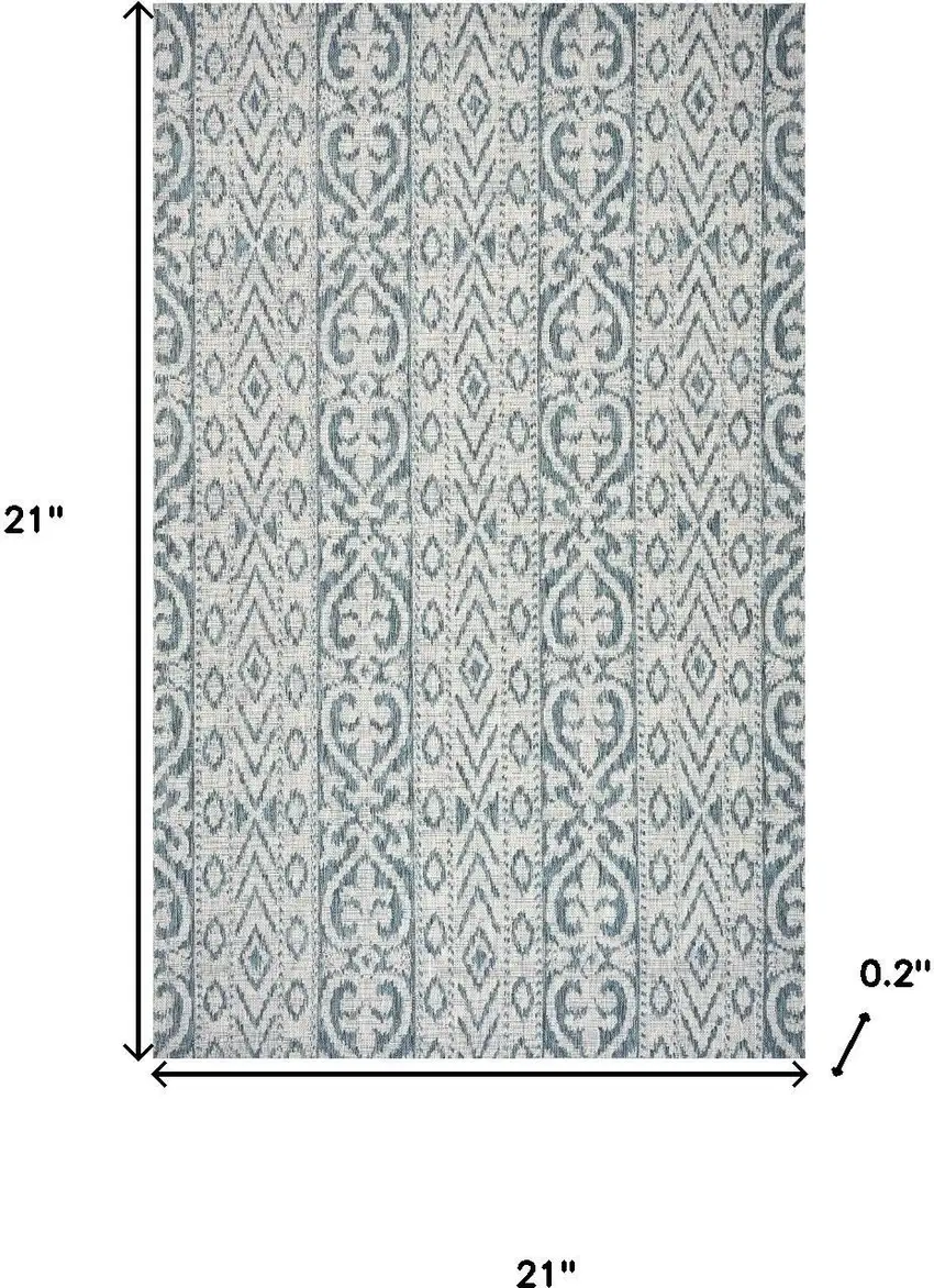 Blue And Gray Ikat Square Rug Photo 3