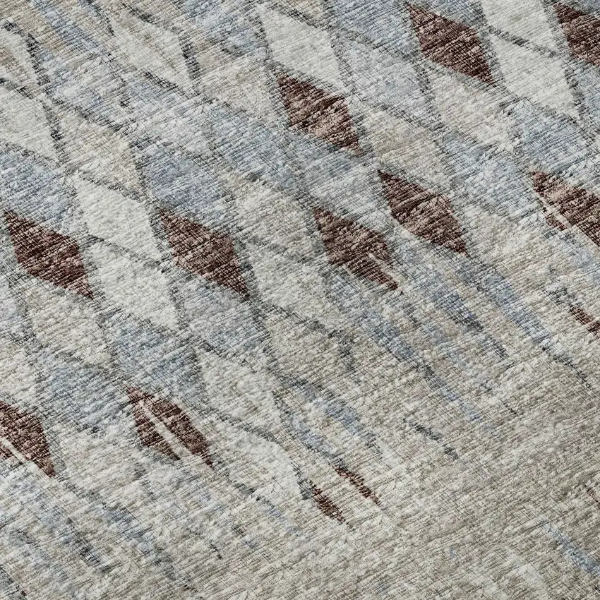 Blue And Gray Ikat Washable Indoor Outdoor Area Rug Photo 8