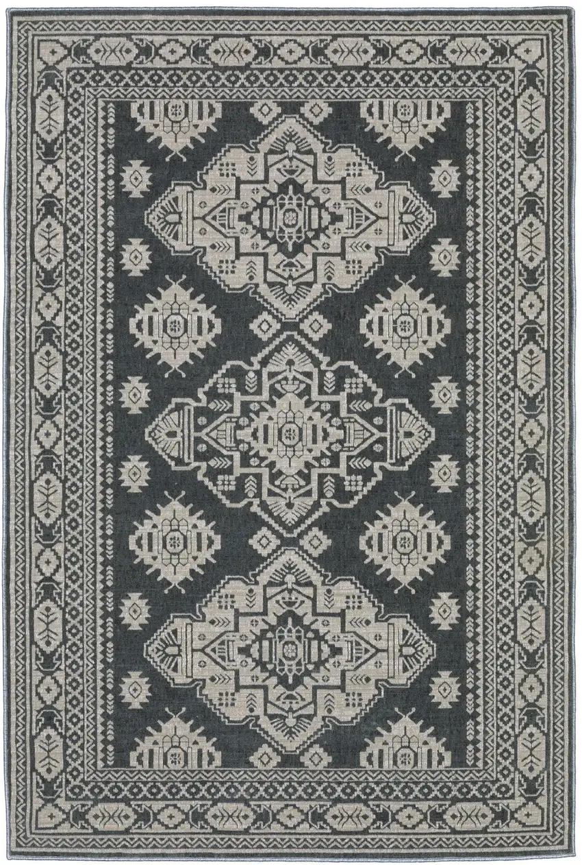 Blue And Gray Medallion Area Rug Photo 7