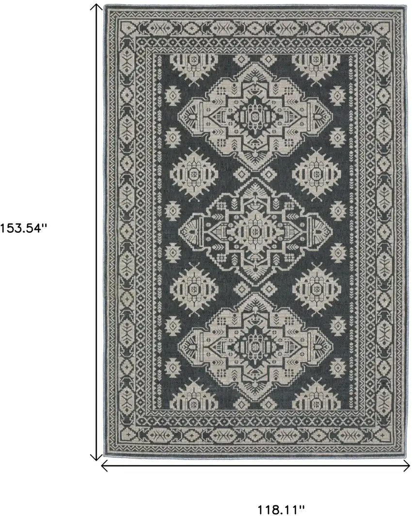 Blue And Gray Medallion Area Rug Photo 3