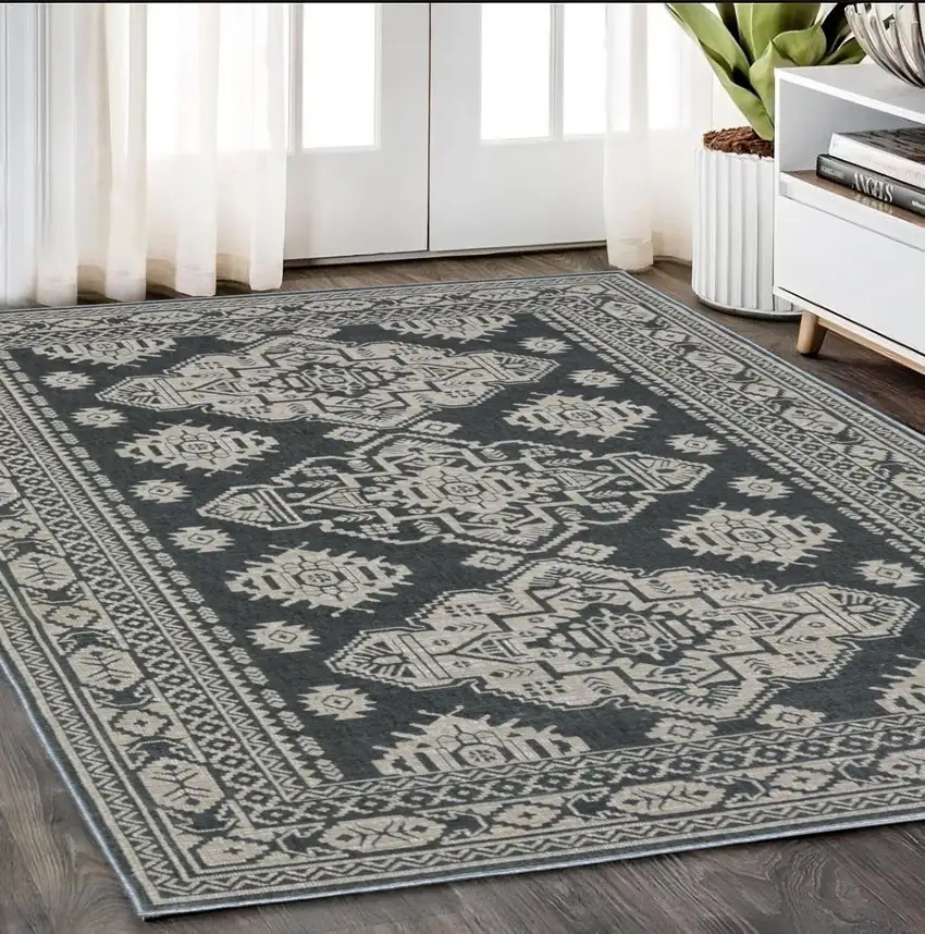 Blue And Gray Medallion Area Rug Photo 1