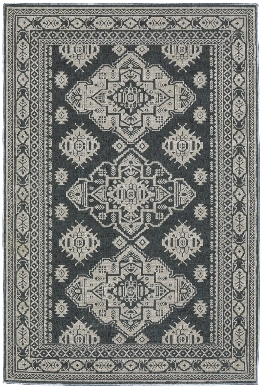 Blue And Gray Medallion Area Rug Photo 2