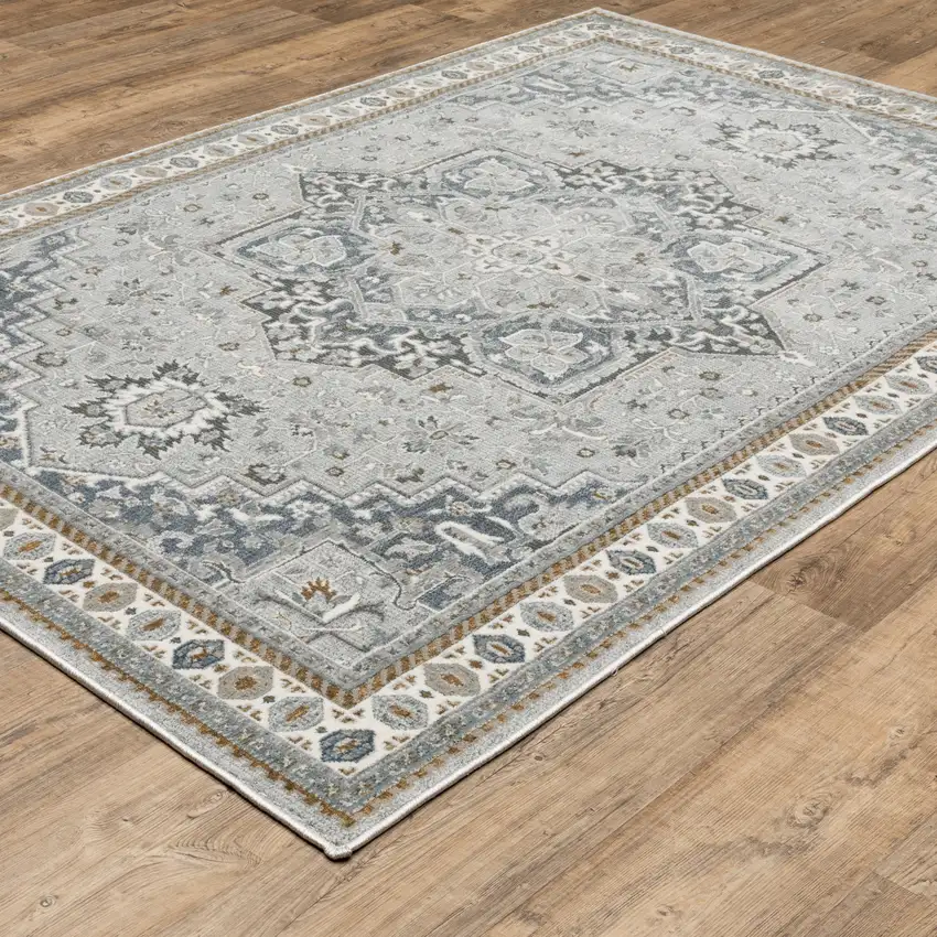 Blue And Gray Medallion Area Rug Photo 9