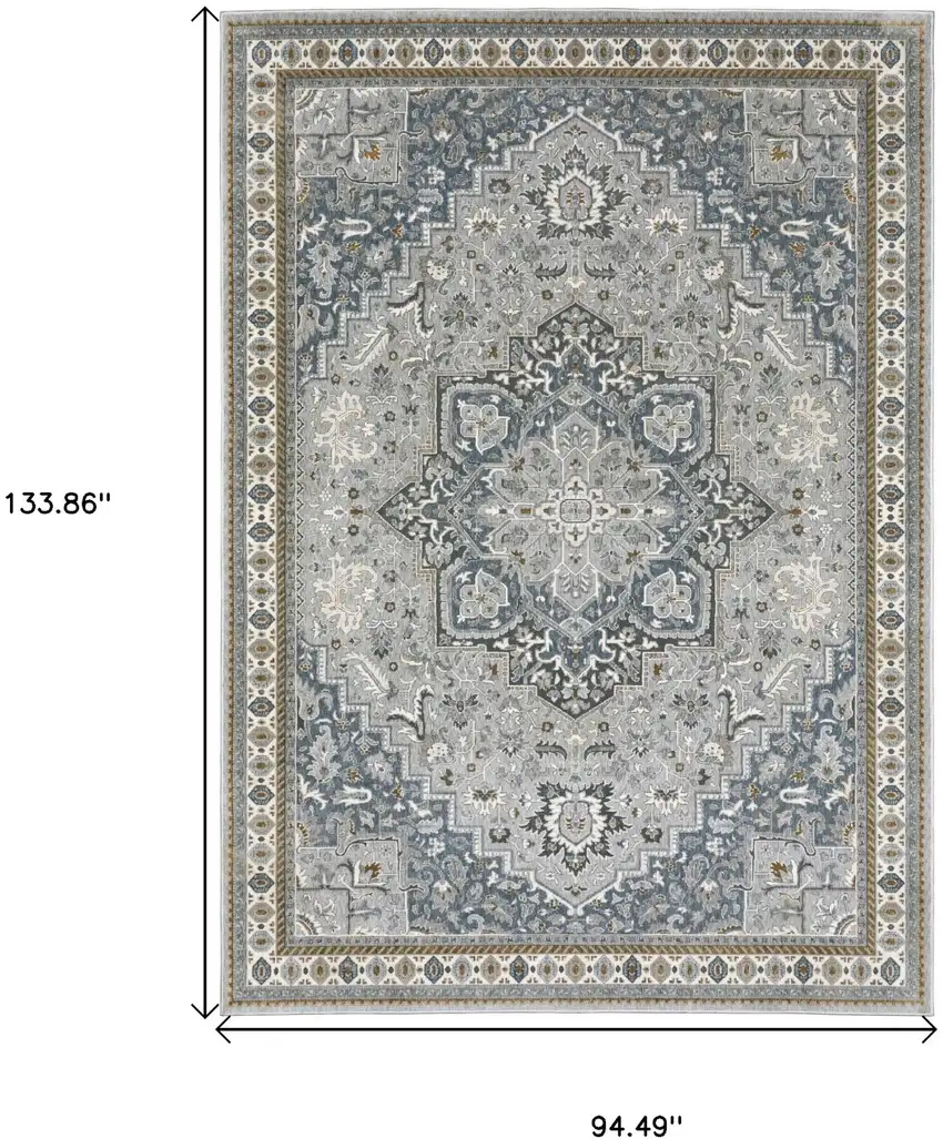 Blue And Gray Medallion Area Rug Photo 3