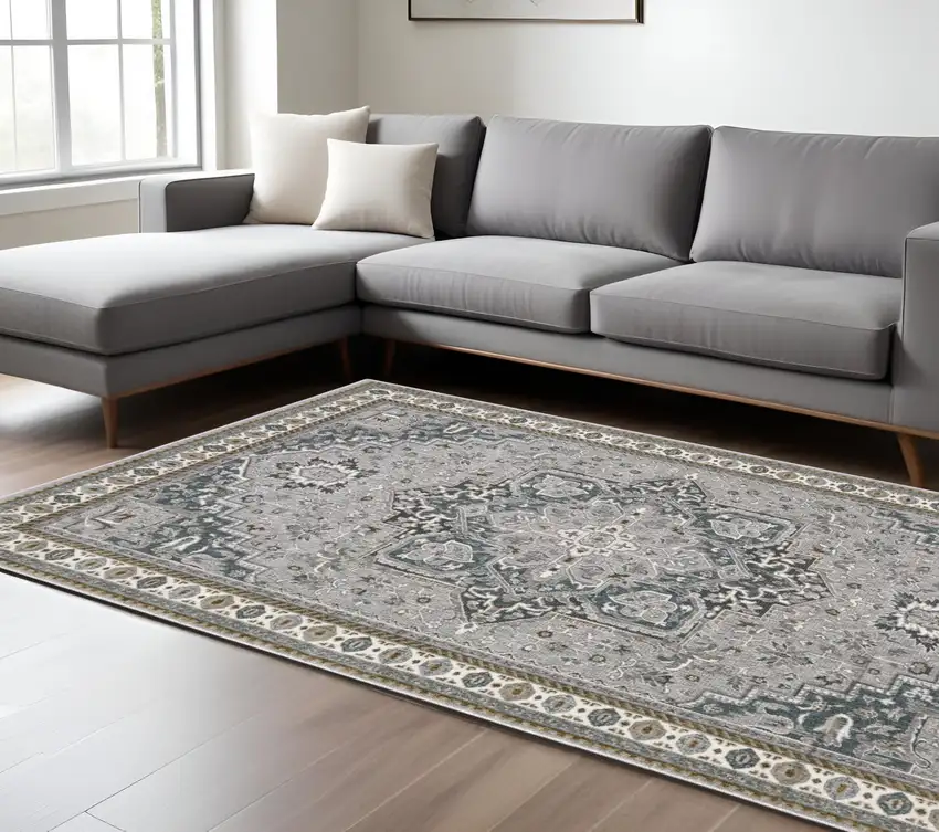 Blue And Gray Medallion Area Rug Photo 1