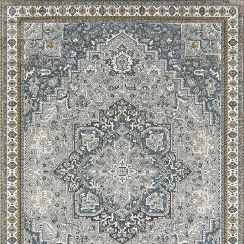 Blue And Gray Medallion Area Rug Photo 8