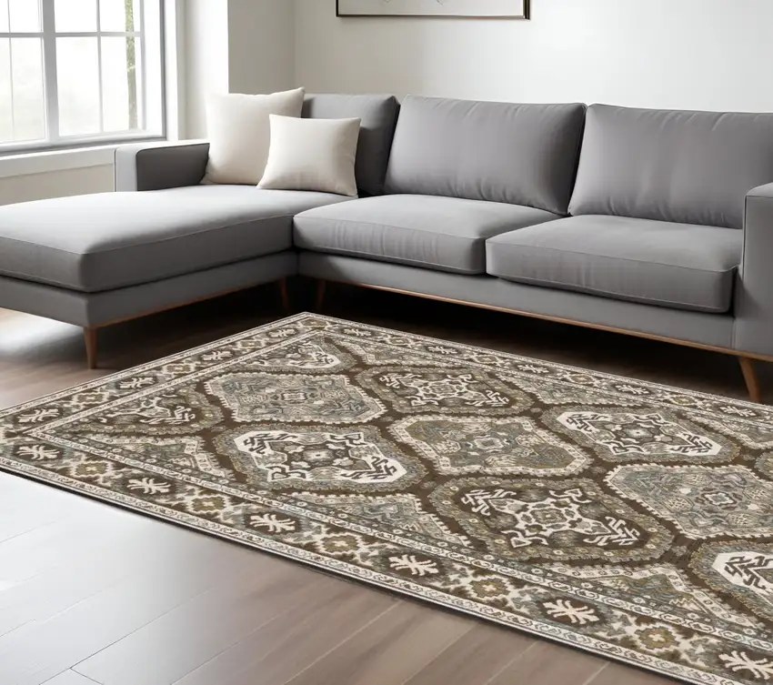 Blue And Gray Medallion Area Rug Photo 1