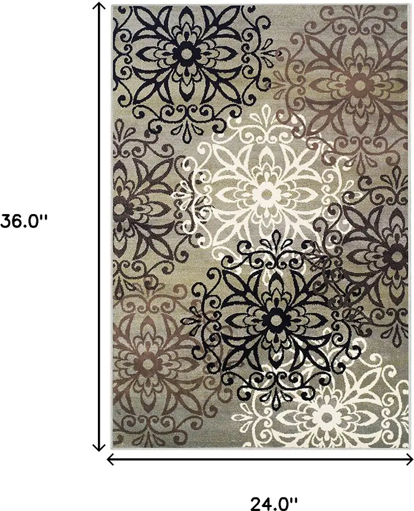 Blue And Gray Medallion Power Loom Stain Resistant Area Rug Photo 6