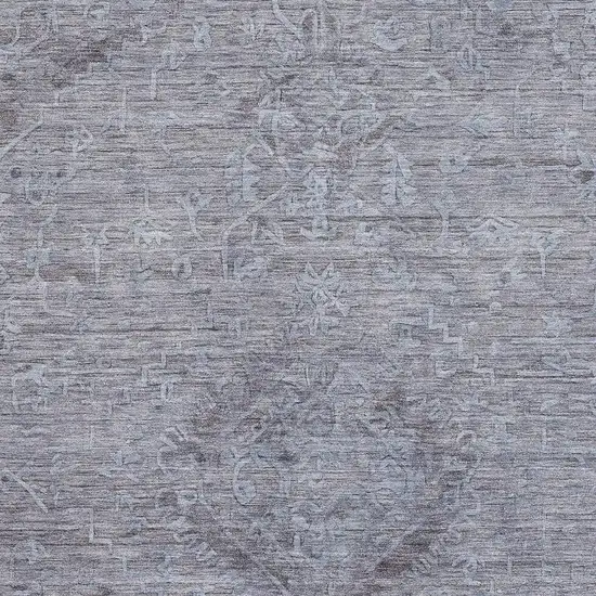 Blue And Gray Medallion Washable Area Rug With UV Protection Photo 3