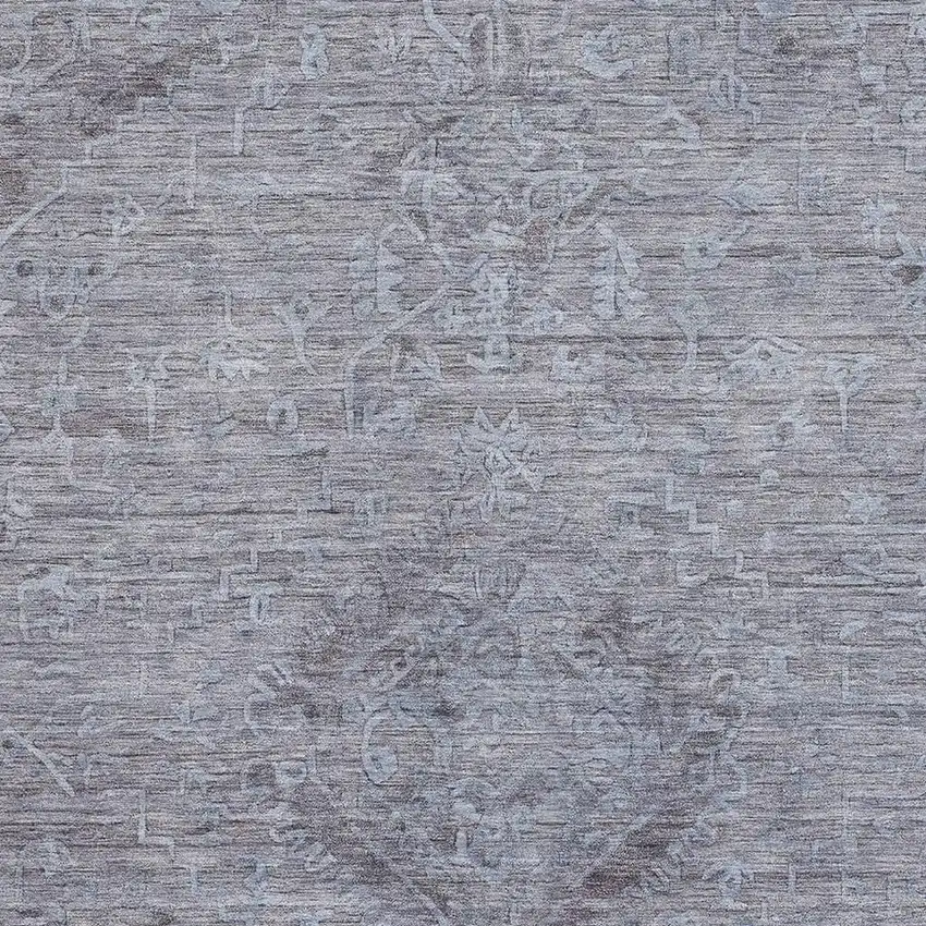 Blue And Gray Medallion Washable Area Rug With UV Protection Photo 3