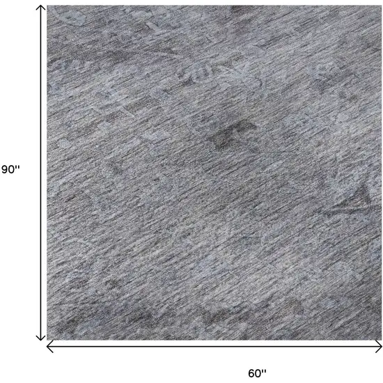 Blue And Gray Medallion Washable Area Rug With UV Protection Photo 8