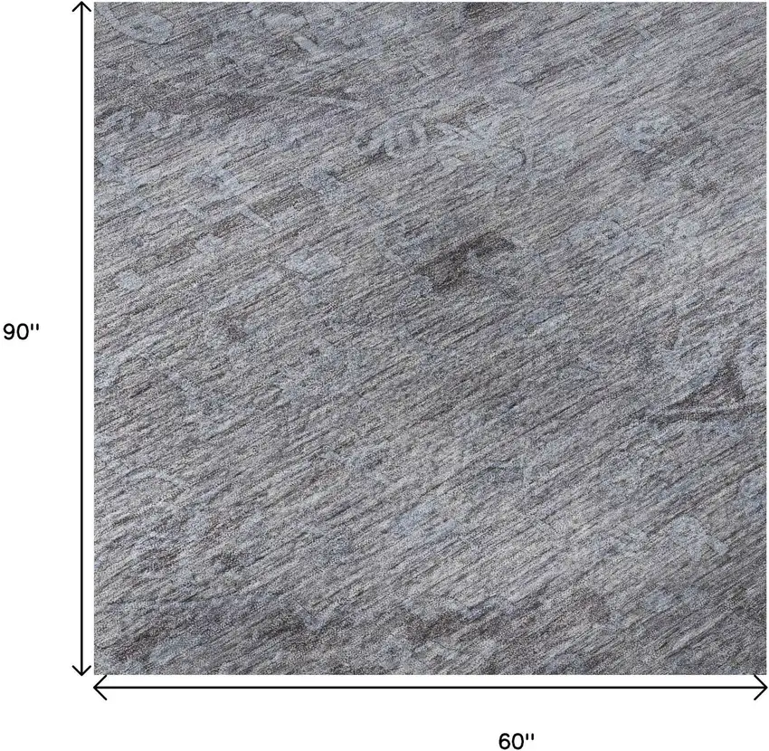 Blue And Gray Medallion Washable Area Rug With UV Protection Photo 8