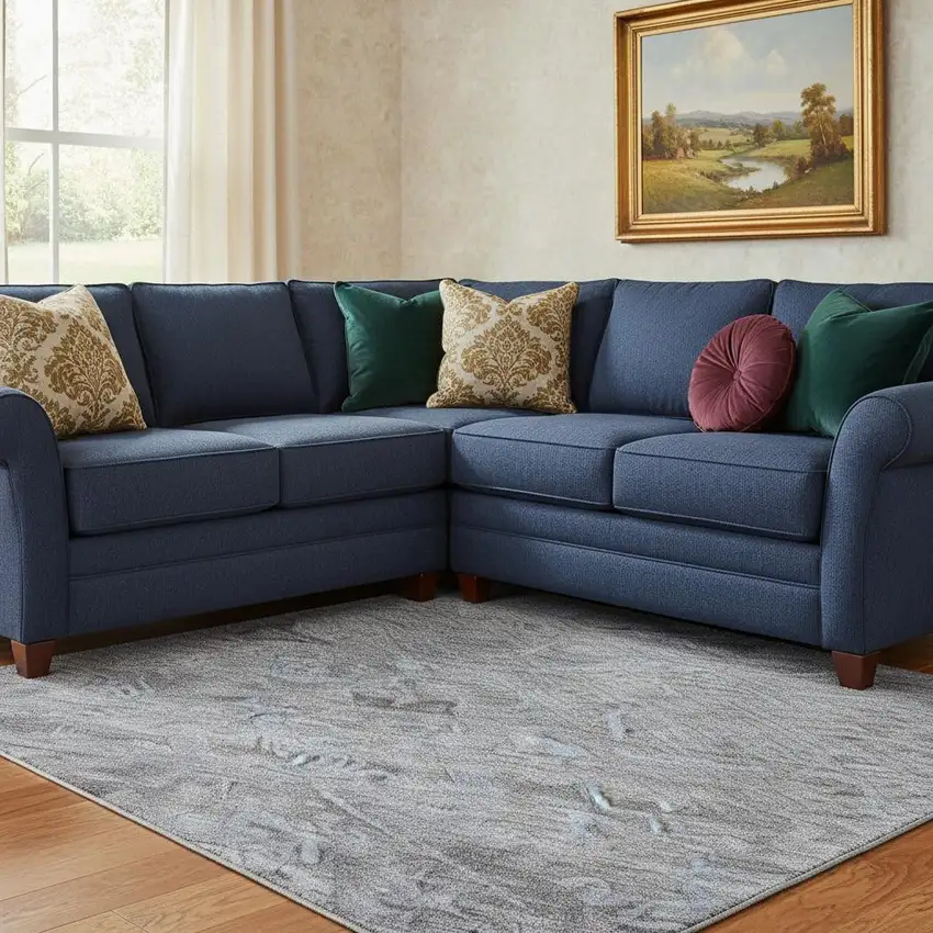 Blue And Gray Medallion Washable Area Rug With UV Protection Photo 2