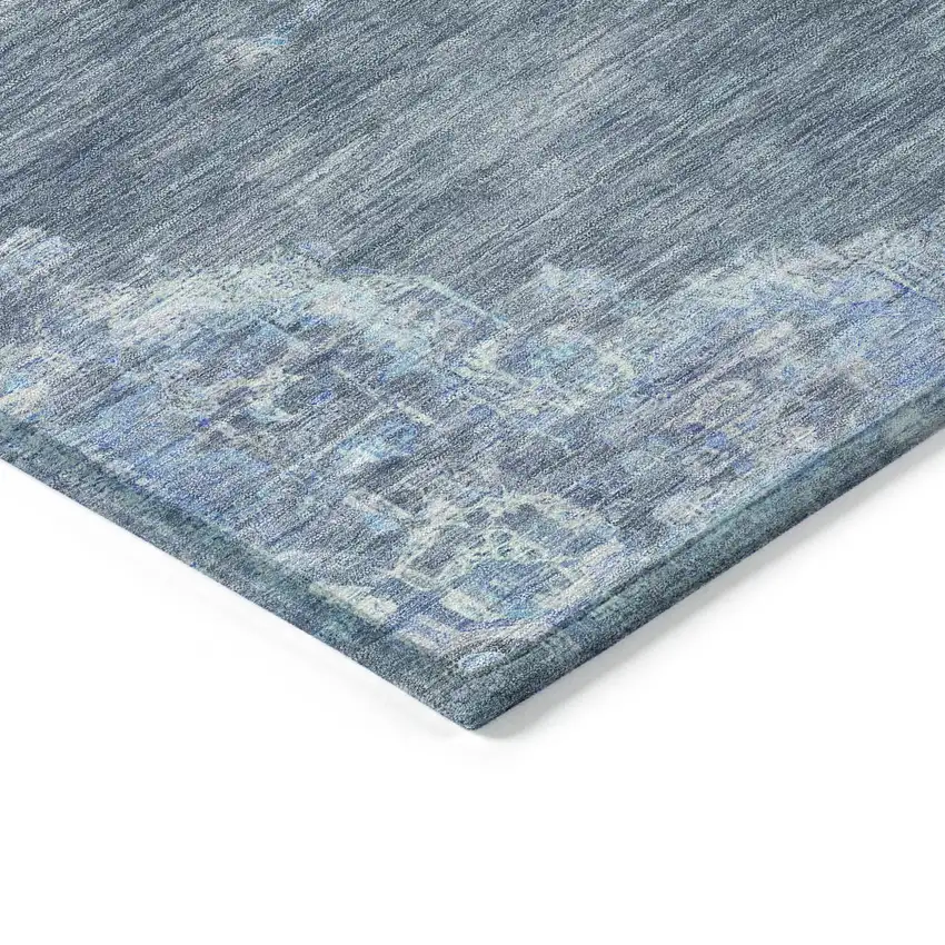 Blue And Gray Medallion Washable Indoor Outdoor Area Rug Photo 6