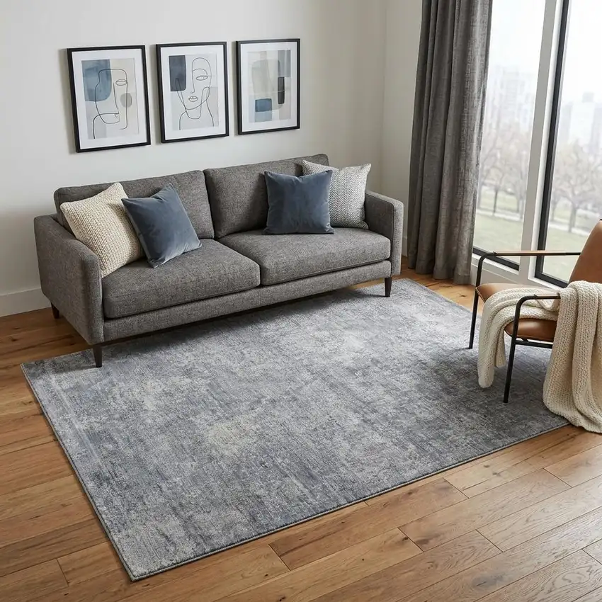 Blue And Gray Ombre Hand Woven Area Rug Photo 1