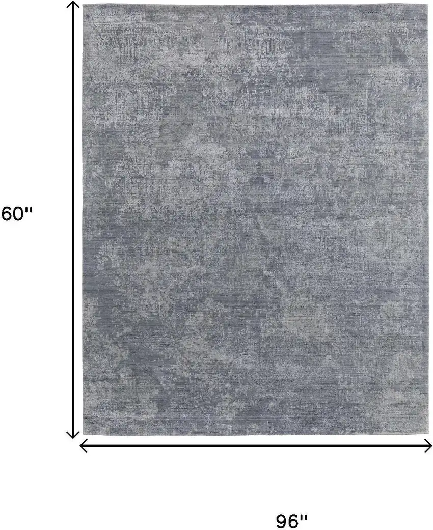 Blue And Gray Ombre Hand Woven Area Rug Photo 7