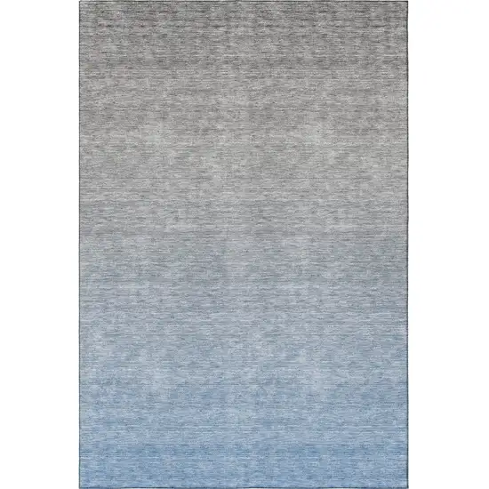 Blue And Gray Ombre Washable Area Rug With UV Protection Photo 4