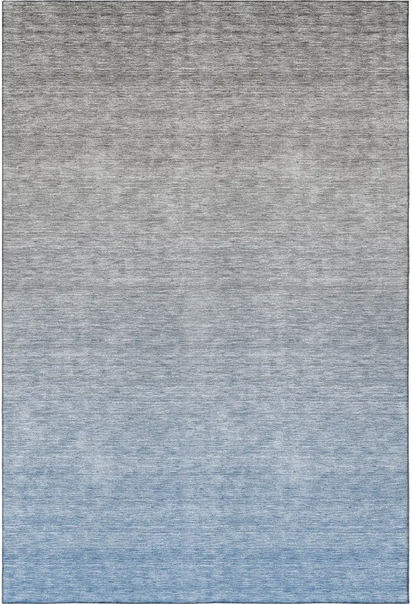 Blue And Gray Ombre Washable Area Rug With UV Protection Photo 4