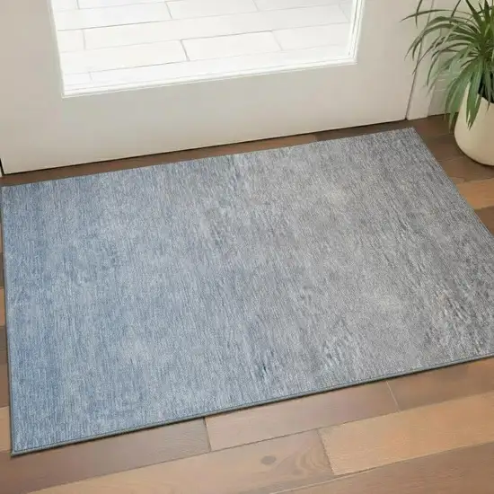 Blue And Gray Ombre Washable Area Rug With UV Protection Photo 1