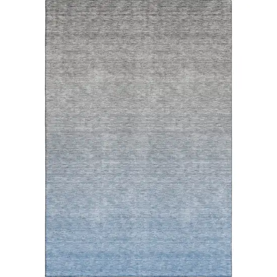 Blue And Gray Ombre Washable Area Rug With UV Protection Photo 1