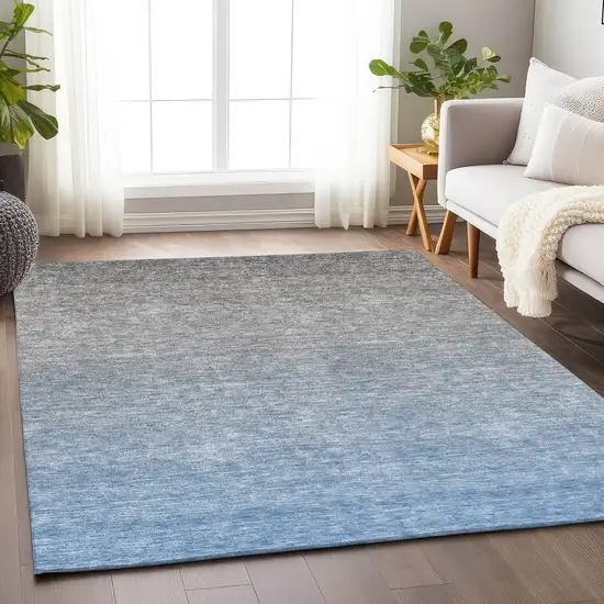 Blue And Gray Ombre Washable Area Rug With UV Protection Photo 6