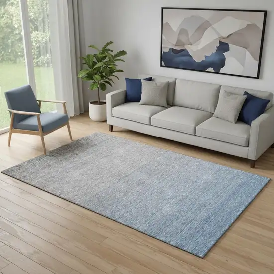 Blue And Gray Ombre Washable Area Rug With UV Protection Photo 1