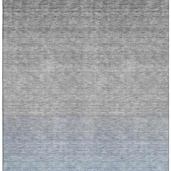 Blue And Gray Ombre Washable Area Rug With UV Protection Photo 4
