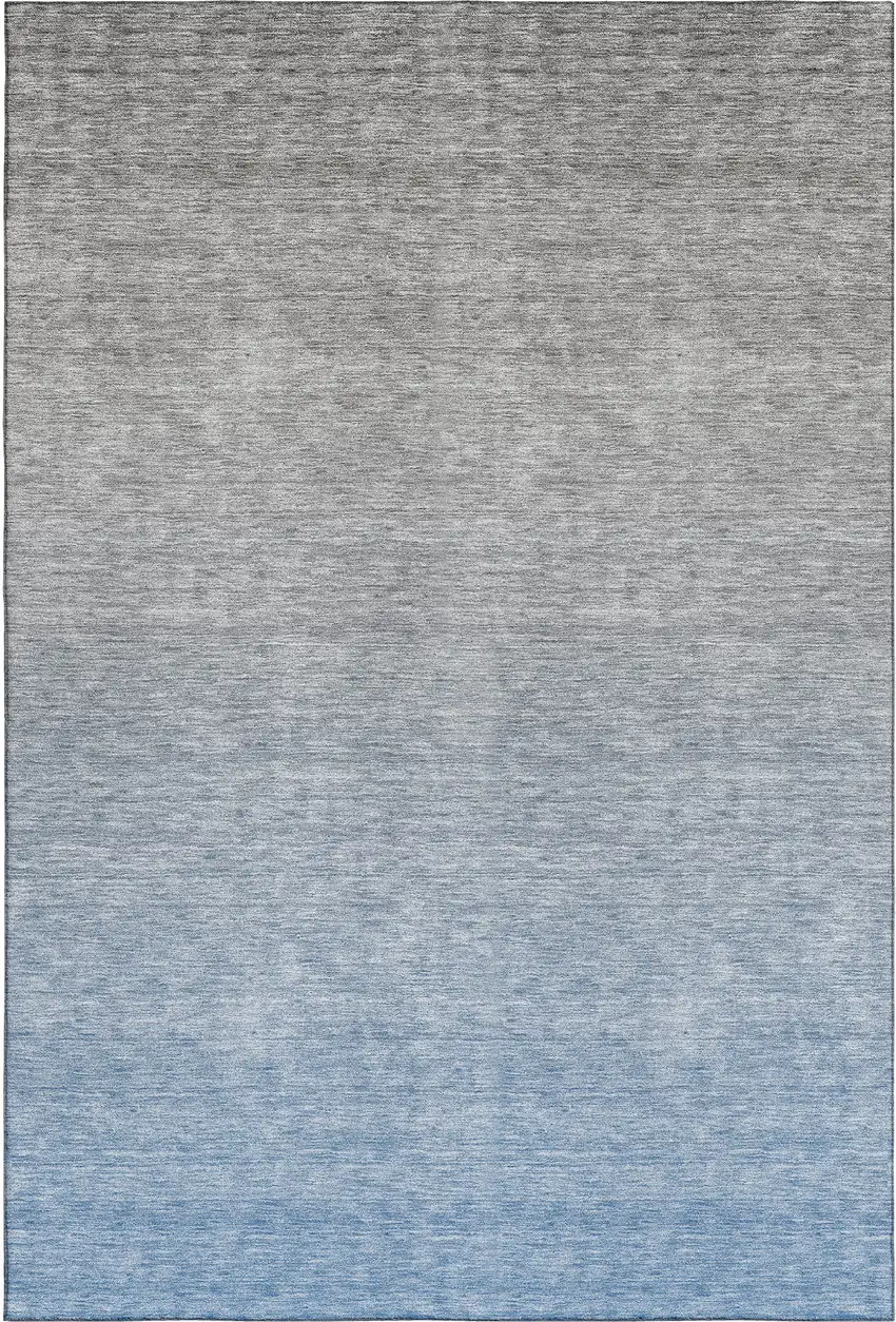 Blue And Gray Ombre Washable Area Rug With UV Protection Photo 1