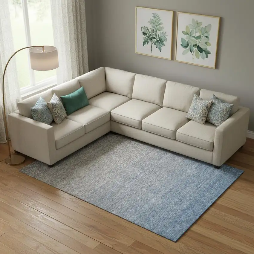 Blue And Gray Ombre Washable Area Rug With UV Protection Photo 1