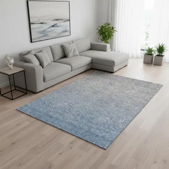 Blue And Gray Ombre Washable Area Rug With UV Protection Photo 2