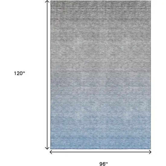 Blue And Gray Ombre Washable Area Rug With UV Protection Photo 3