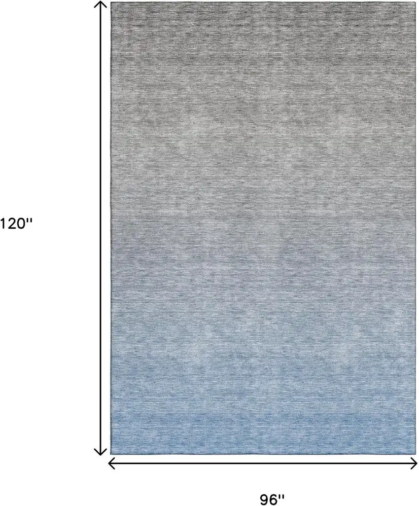Blue And Gray Ombre Washable Area Rug With UV Protection Photo 3