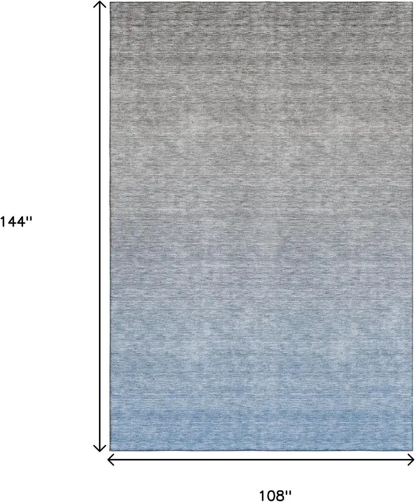 Blue And Gray Ombre Washable Area Rug With UV Protection Photo 3