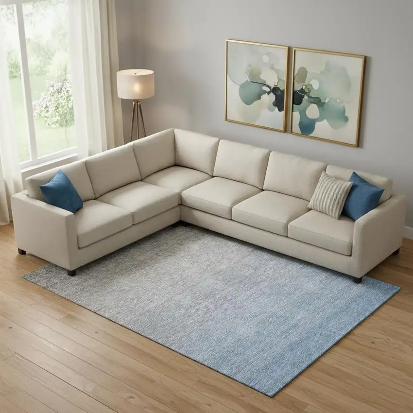 Blue And Gray Ombre Washable Area Rug With UV Protection Photo 1