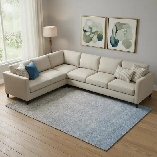 Blue And Gray Ombre Washable Area Rug With UV Protection Photo 1