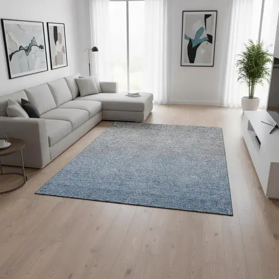 Blue And Gray Ombre Washable Area Rug With UV Protection Photo 2