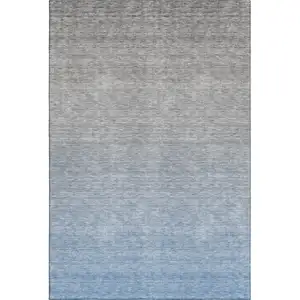 Photo of Blue And Gray Ombre Washable Area Rug With UV Protection
