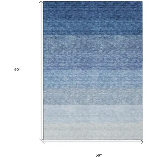 Blue And Gray Ombre Washable Indoor Outdoor Area Rug Photo 3