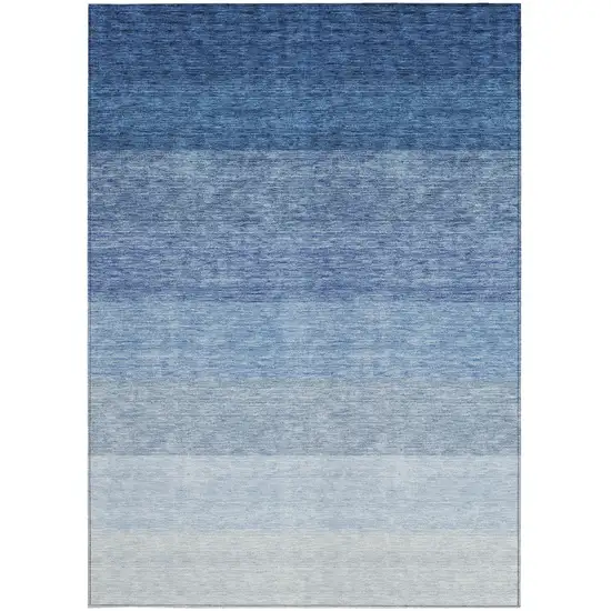 Blue And Gray Ombre Washable Indoor Outdoor Area Rug Photo 6