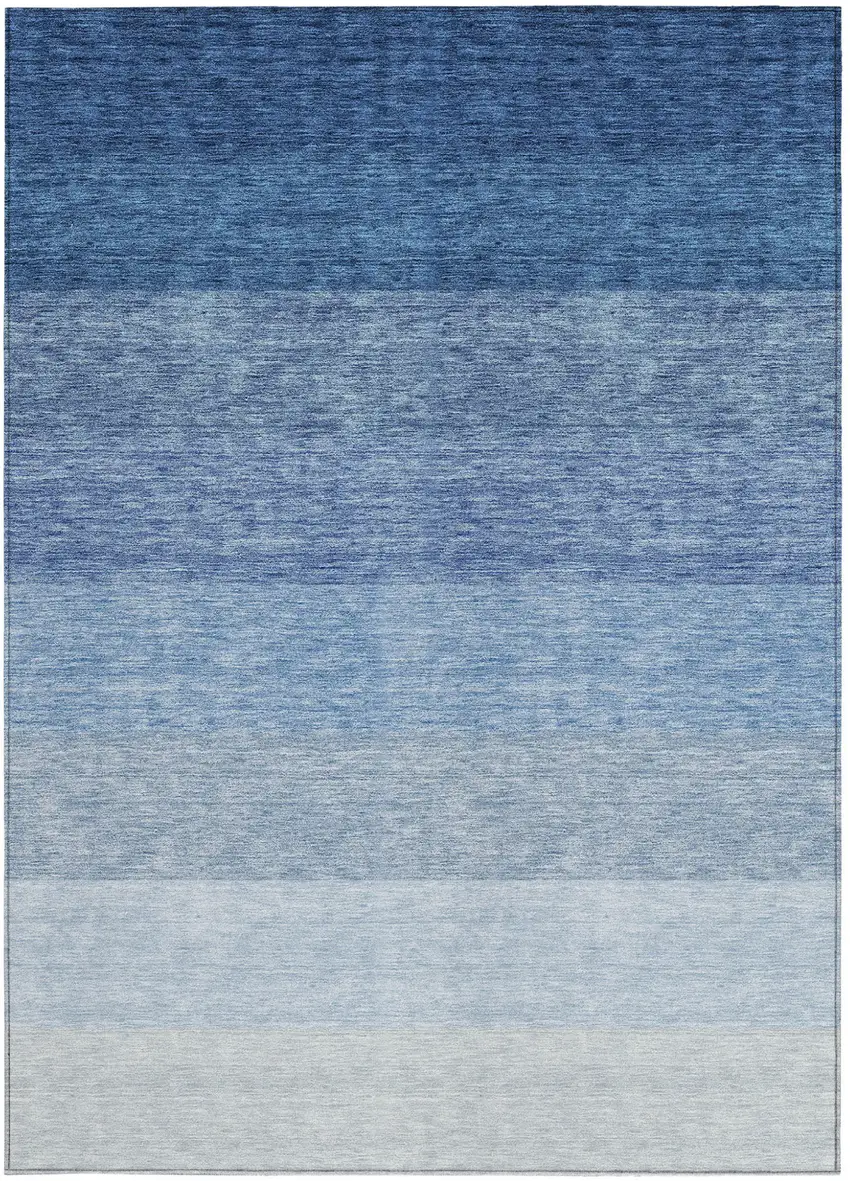 Blue And Gray Ombre Washable Indoor Outdoor Area Rug Photo 6