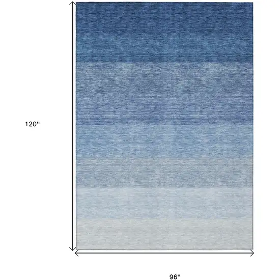 Blue And Gray Ombre Washable Indoor Outdoor Area Rug Photo 3