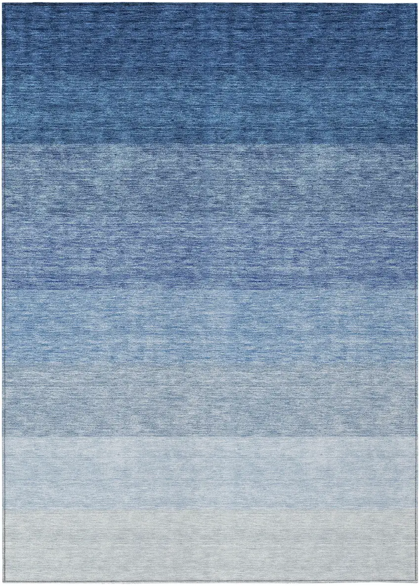 Blue And Gray Ombre Washable Indoor Outdoor Area Rug Photo 2