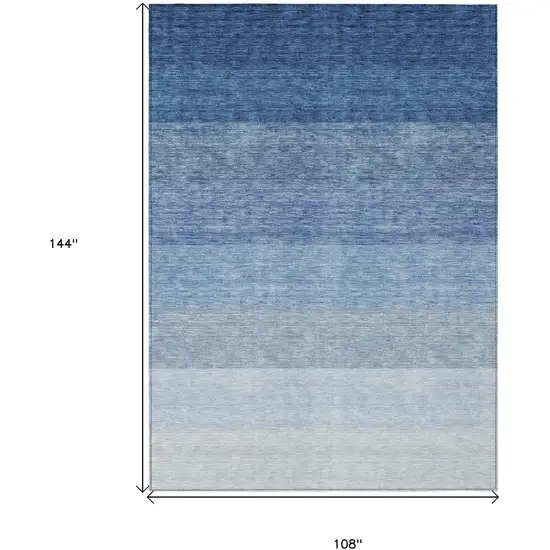 Blue And Gray Ombre Washable Indoor Outdoor Area Rug Photo 3