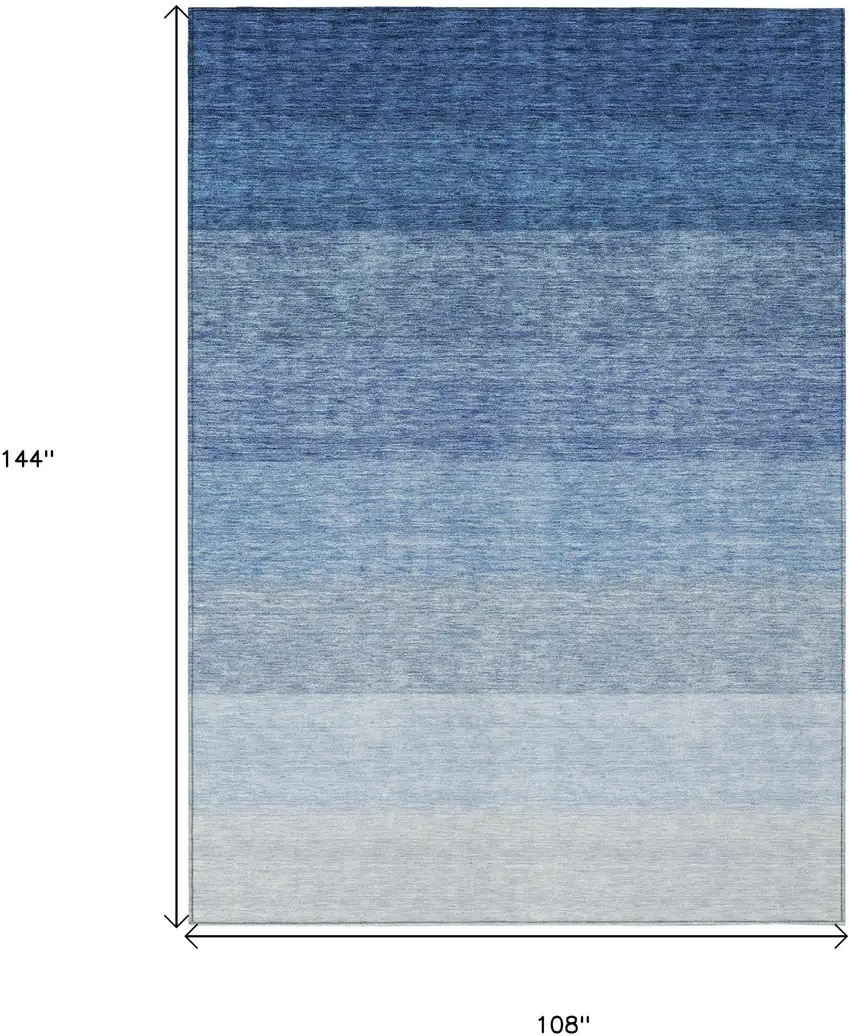 Blue And Gray Ombre Washable Indoor Outdoor Area Rug Photo 3