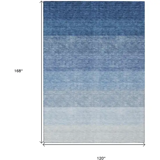 Blue And Gray Ombre Washable Indoor Outdoor Area Rug Photo 3