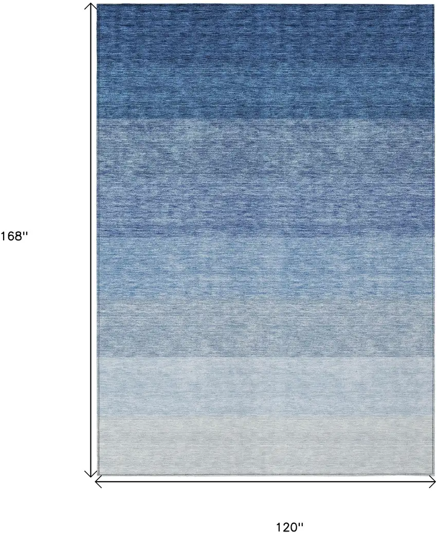 Blue And Gray Ombre Washable Indoor Outdoor Area Rug Photo 3