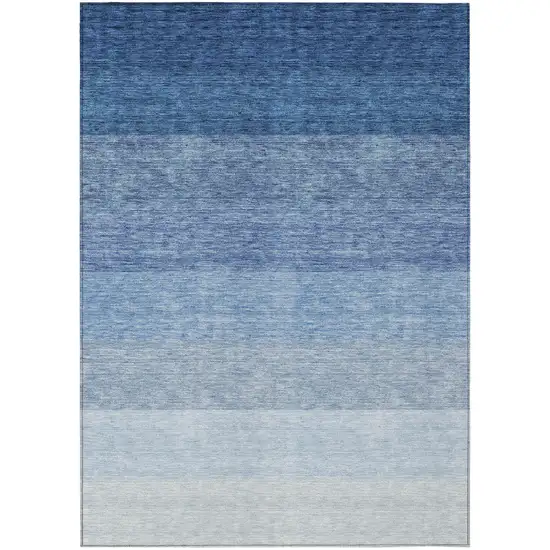 Blue And Gray Ombre Washable Indoor Outdoor Area Rug Photo 2