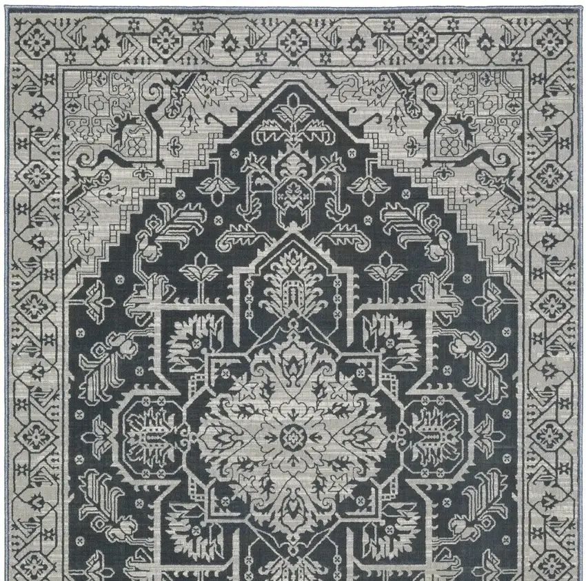 Blue And Gray Oriental Area Rug Photo 8