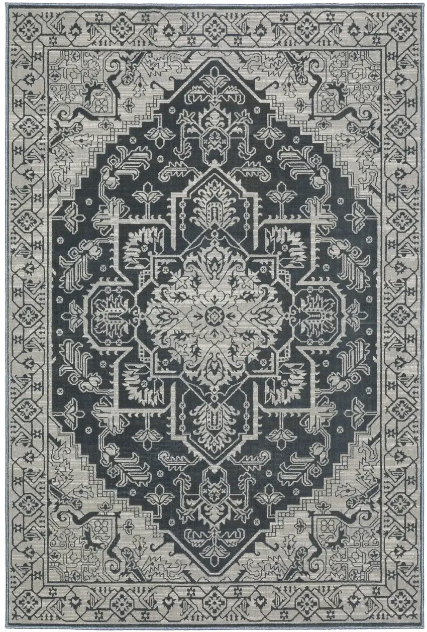 Blue And Gray Oriental Area Rug Photo 2