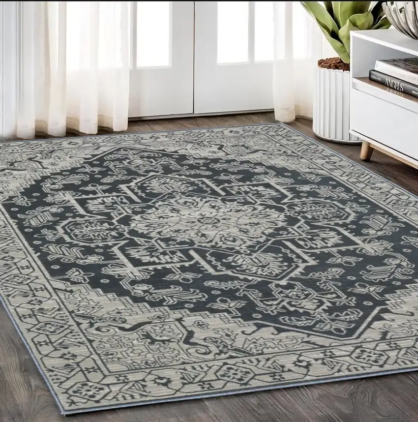 Blue And Gray Oriental Area Rug Photo 1